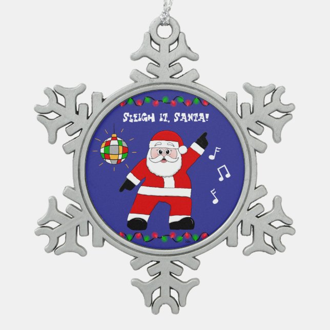 Disco Schneeflocken Zinn-Ornament (Vorderseite)