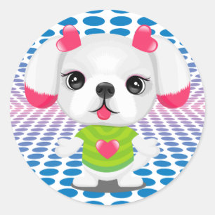 Disco Shih tzu runder Aufkleber