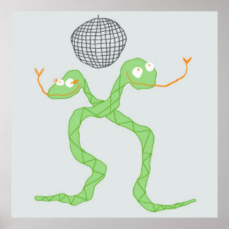 Disco Snakes Poster in Grün