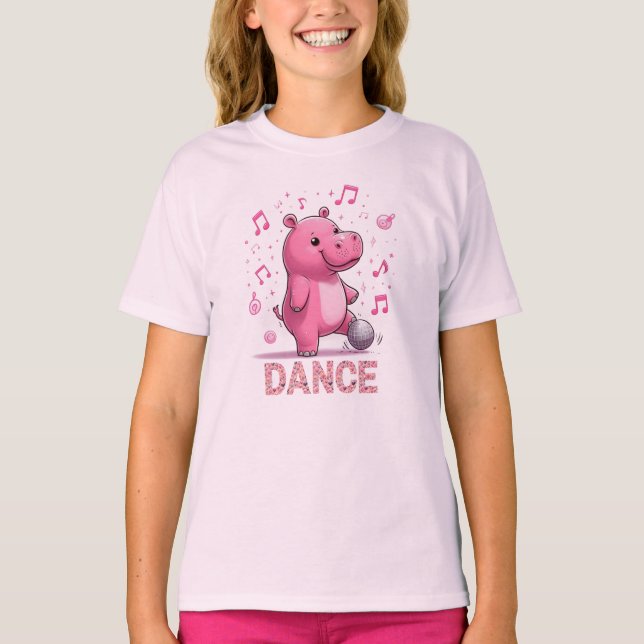 Disco Tancing Musikalisches Hippo T-Shirt (Vorderseite)