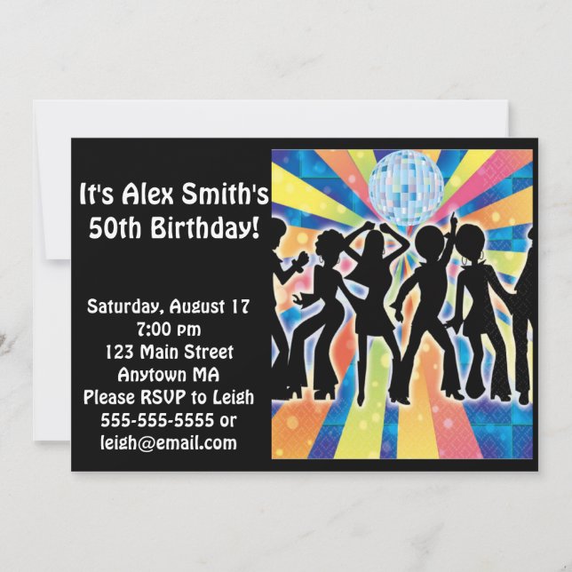 Disco-Tanz Kind Erwachsene Einladung zum Geburtsta (Vorderseite)