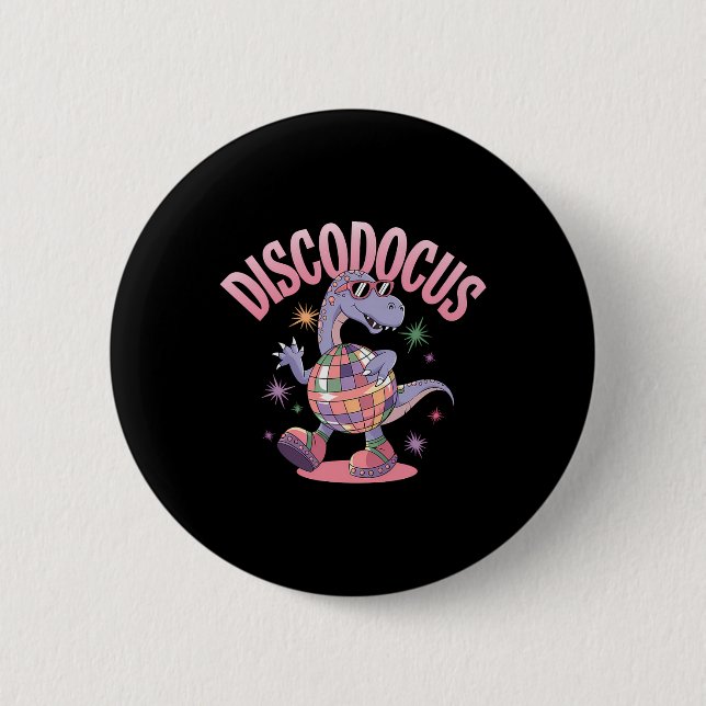 Disco tanzender Dinosaurier Diplodocus Dino lustig Button (Vorderseite)