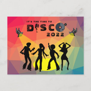 Disco-Tanzfläche Retro Mehrfarbig Feier Postkarte