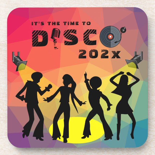 Disco Tanzfläche Retro Multicolor Feier Getränkeuntersetzer (Vorderseite)