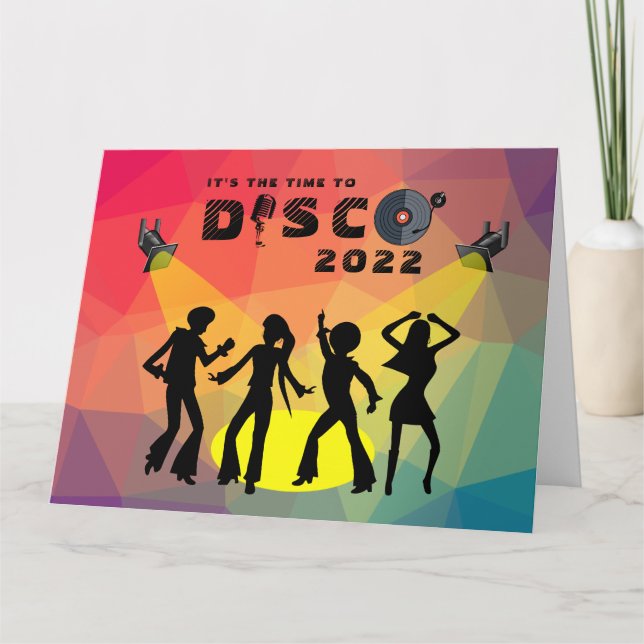 Disco Tanzfläche Retro Multicolor Feier Karte (Vorderseite)