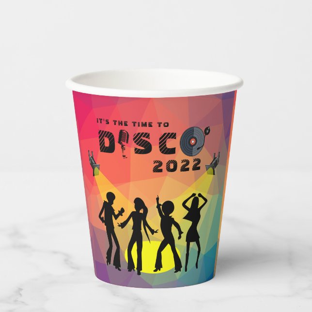 Disco Tanzfläche Retro Multicolor Feier Pappbecher (Vorderseite)