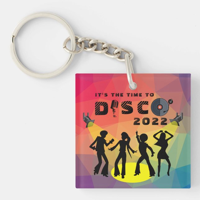 Disco Tanzfläche Retro Multicolor Feier Schlüsselanhänger (Vorderseite)