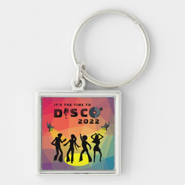 Disco Tanzfläche Retro Multicolor Feier Schlüsselanhänger (Vorne)