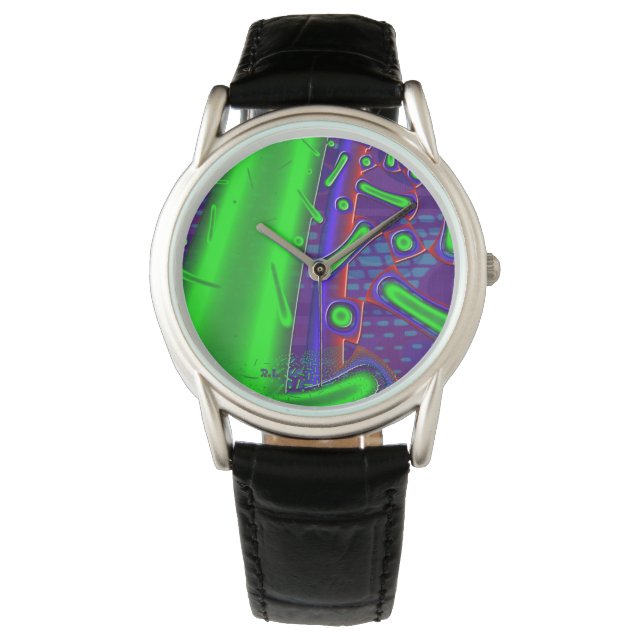Disco Tech Dichroic Glass Fraktal Armbanduhr (Vorderseite)