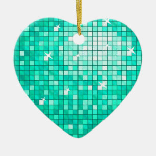 Disco Tiles Aqua Ornament Herz