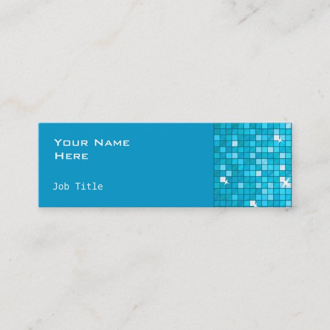 Disco Tiles Blauer Seitenschwanz Mini Visitenkarte (Vorderseite)