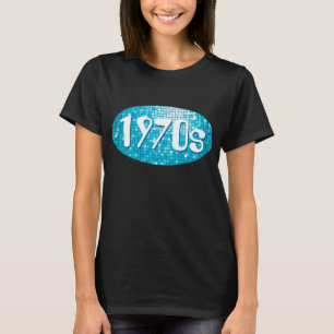 Disco Tiles Blue 1970er T - Shirt schwarz