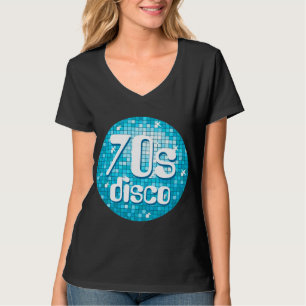 Disco Tiles Blue '70er Disco' Ladys v-Nacken schwa T-Shirt