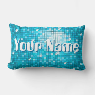 Disco Tiles Blue 'Name' werfen Kissen lumbar