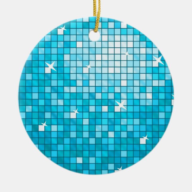 Disco Tiles Blue Ornament rund (Vorne)