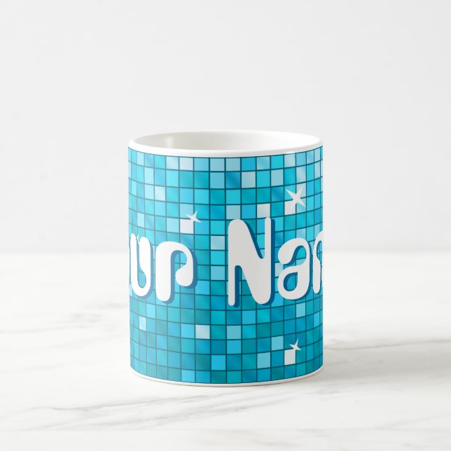 Disco Tiles Blue "Your Name" Tasse (Mittel)