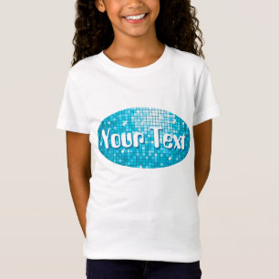 Disco Tiles Blue 'Your Text' Oval Gires angepasst T-Shirt