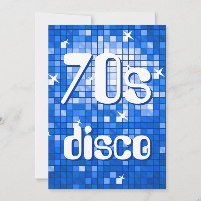Disco Tiles Dark Blue 70er Disco Einladung (Vorderseite)