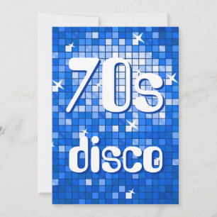 Disco Tiles Dark Blue 70er Disco Einladung