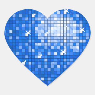 Disco Tiles Dark Blue Aufkleber Herz