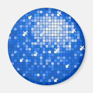 Disco Tiles Dark Blue Kühlschrankmagnet rund Magnet