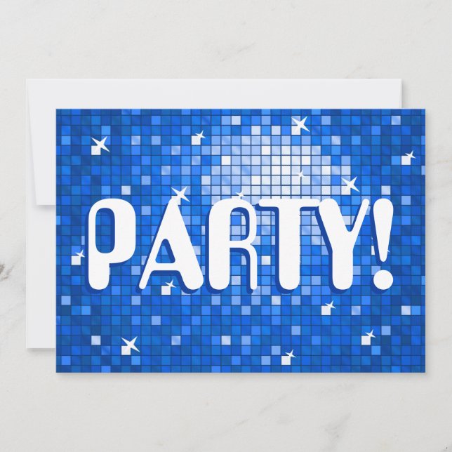 Disco Tiles Dark Blue Party Einladung Amelia Text (Vorderseite)