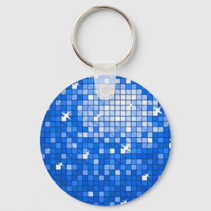 Disco Tiles Dark Blue Schlüsselanhänger rund