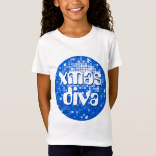 Disco Tiles Dark Blue "xmas diva" Girls angepasst T-Shirt
