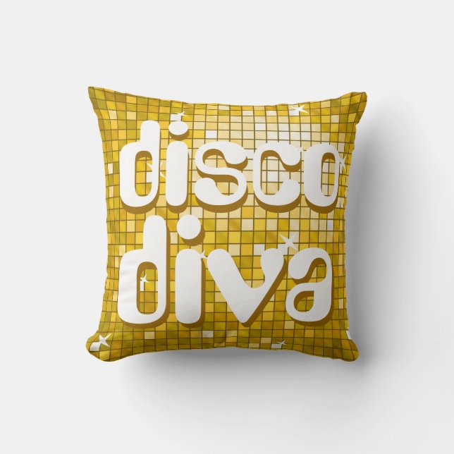 Disco Tiles "Gold" "disco diva" Wurfkissen Kissen (Vorderseite)