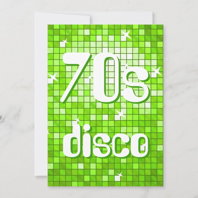 Disco Tiles Green 70er Disco Einladung (Vorderseite)