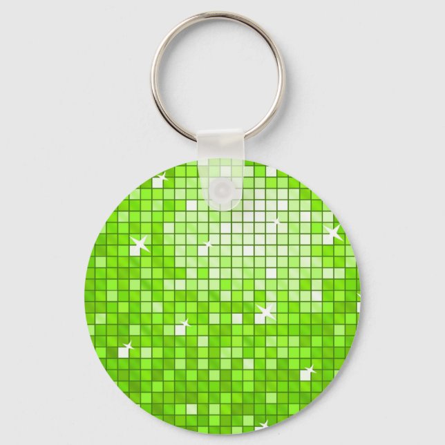 Disco Tiles Green Schlüsselanhänger rund (Vorderseite)