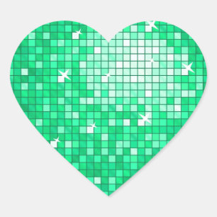 Disco Tiles Jade Aufkleberherz Herz-Aufkleber