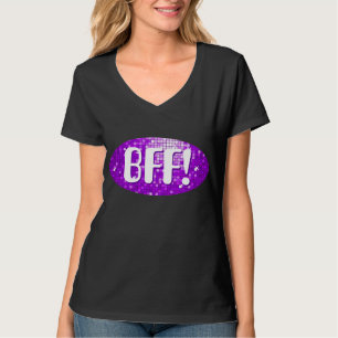 Disco Tiles Lila "BESTE FREUNDIN!" Ladys, schwarz T-Shirt