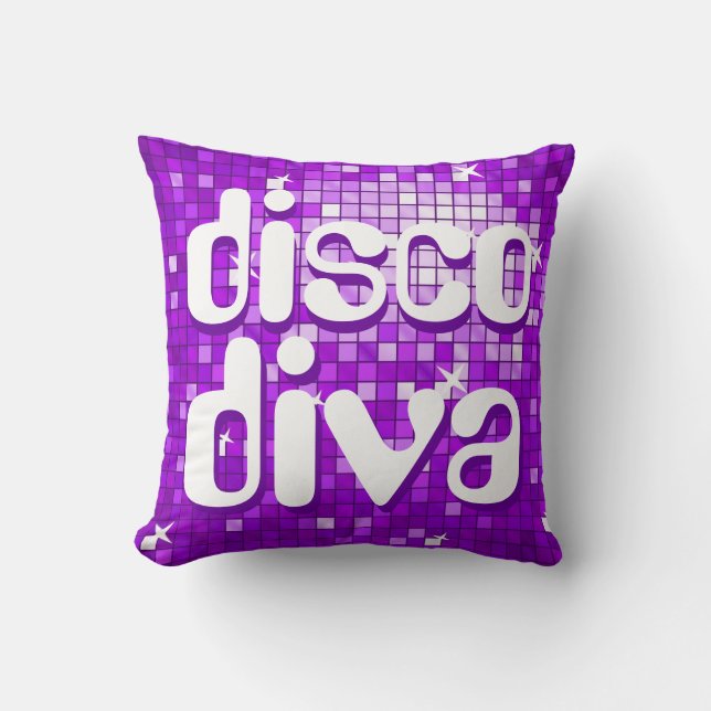 Disco Tiles Lila "disco diva" Wurfkissen Kissen (Vorderseite)