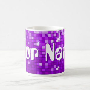 Disco Tiles Lila Tasse "Dein Name"