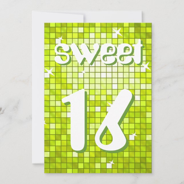 Disco Tiles Limon "Sweet 16" Einladung Amelia Text (Vorderseite)