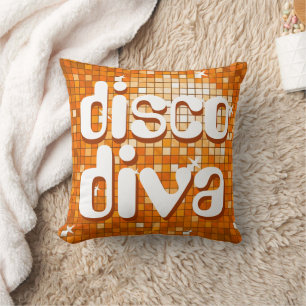 Disco Tiles Orange "disco diva" Wurfkissen Kissen