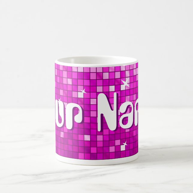 Disco Tiles Pink "Dein Name" Tasse (Mittel)