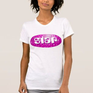 Disco Tiles Pink - Stern-Ladys Petit White T-Shirt