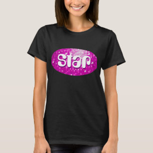 Disco Tiles Pink T - Shirt "star" Damen schwarz
