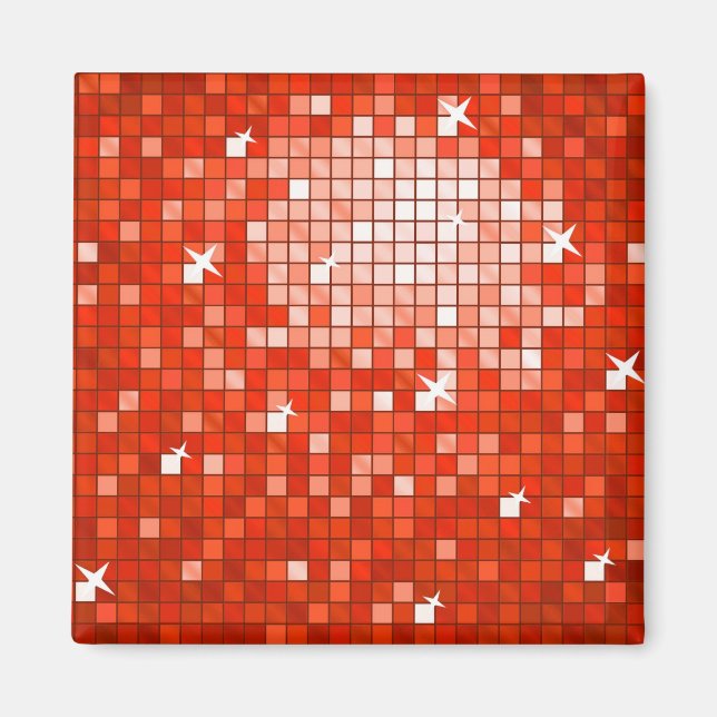 Disco Tiles Red Kühlschrankmagnet Square Magnet (Vorne)