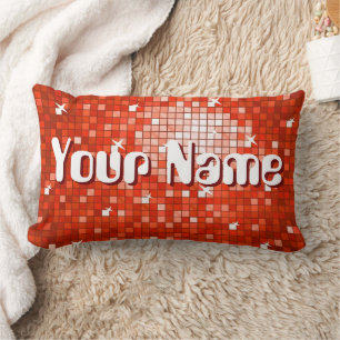 Disco Tiles Red 'Name' werfen Kissen lumbar