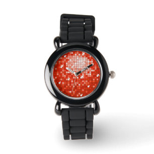Disco Tiles Red print watch Armbanduhr