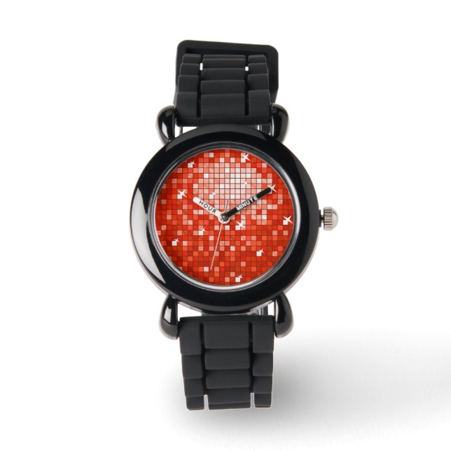 Disco Tiles Red print watch Armbanduhr (Vorderseite)