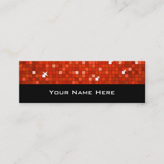 Disco Tiles Red Visitenkarten mager schwarz Mini Visitenkarte (Vorderseite)