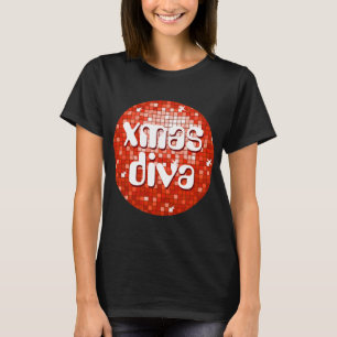 Disco Tiles Red "xmas diva" Damen T - Shirt schwar
