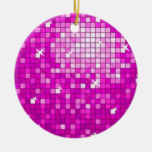 Disco Tiles Rosa Ornament rund