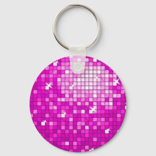 Disco Tiles Rosa Schlüsselanhänger rund