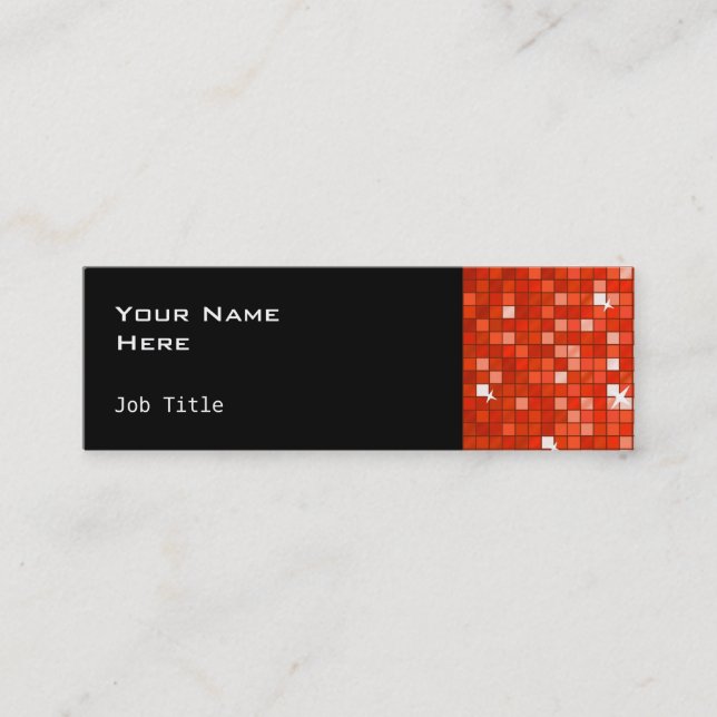 Disco Tiles Rote Visitenkartenseite mager schwarz Mini Visitenkarte (Vorderseite)