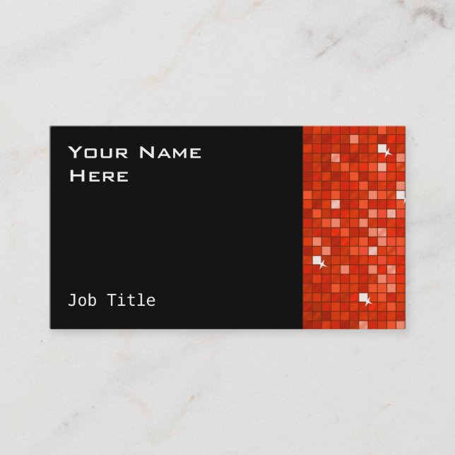 Disco Tiles Rote Visitenkartenseite schwarz Visitenkarte (Vorderseite)